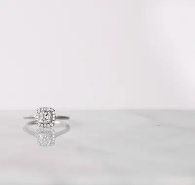Princess Cut Solitaire with Halo