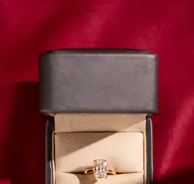 Radiant Cut Solitaire with Hidden Halo