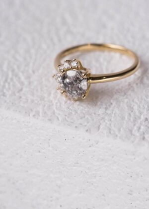 Radiant Salt and Pepper Diamond Ring