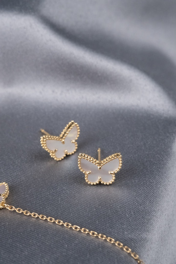 Elegant Butterfly Gold Mother of Pearl Stud Earrings