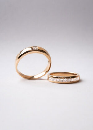 Faceted Diamond Wedding Bands