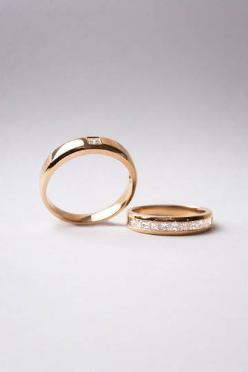 Faceted Diamond Wedding Bands