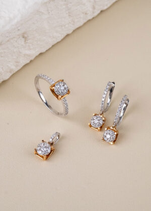 Elegant Two Tone Diamond Jewelry Set