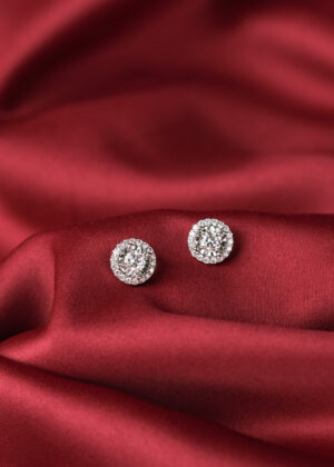 Classic Round Halo Diamond Stud Earrings