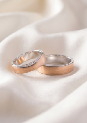 Two-Tone Brushed Rose Gold Wedding Ring