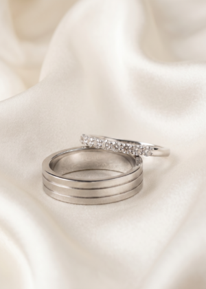 Classic Diamond & Grooved Wedding Bands