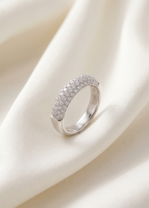 Wide Pavé Diamond Wedding Ring