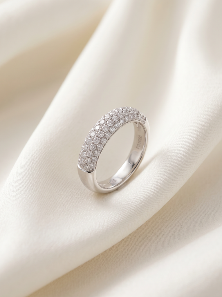 Wide Pavé Diamond Wedding Ring