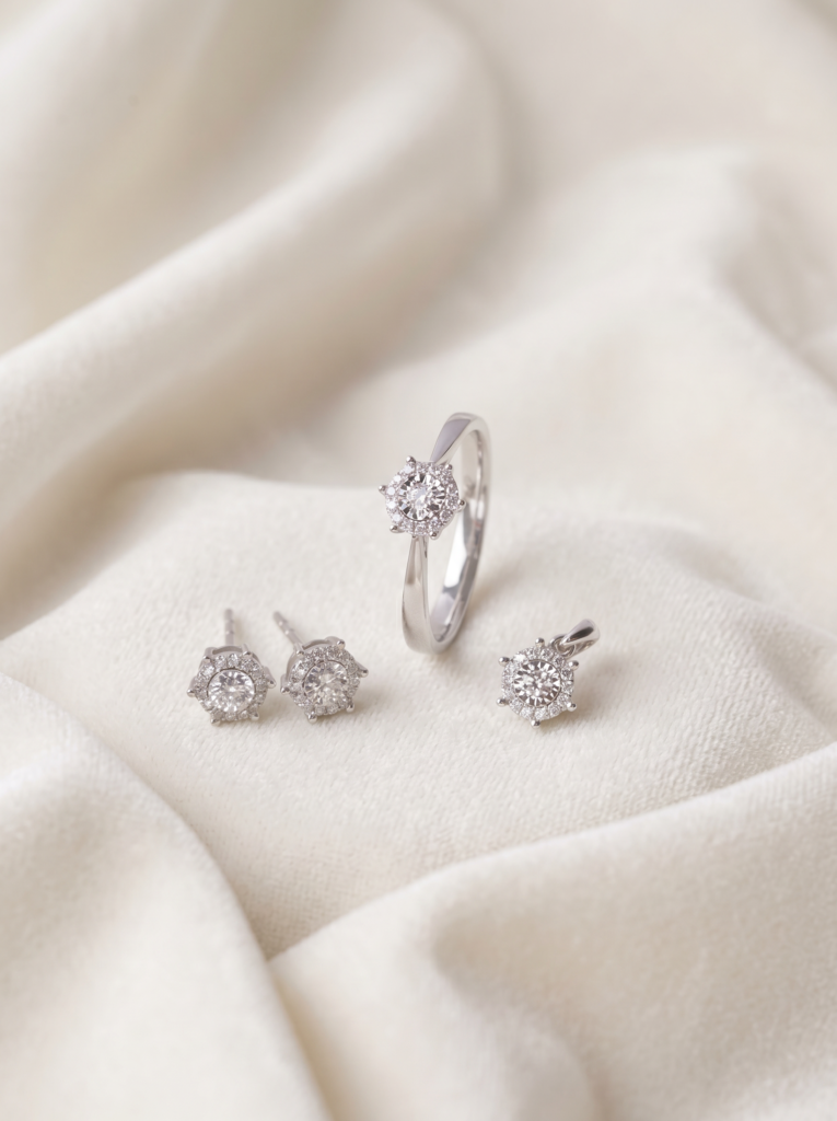 Minimalist Round Halo Ring (Available as Set)