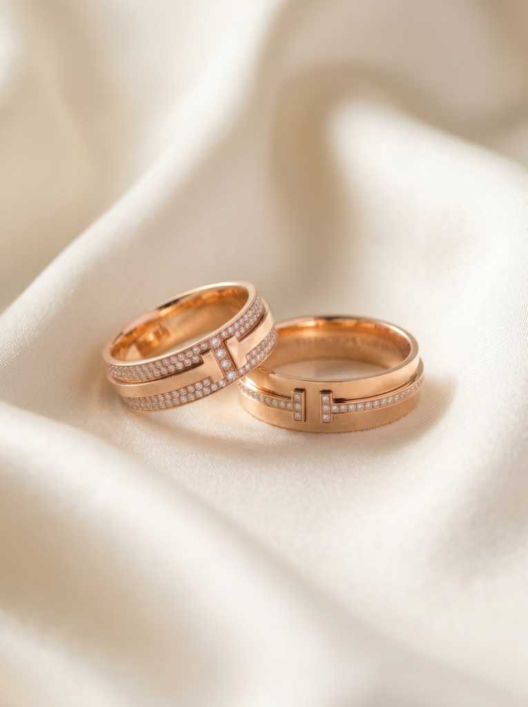 Classic Wedding Ring Set with Sparkling Pavé Diamonds