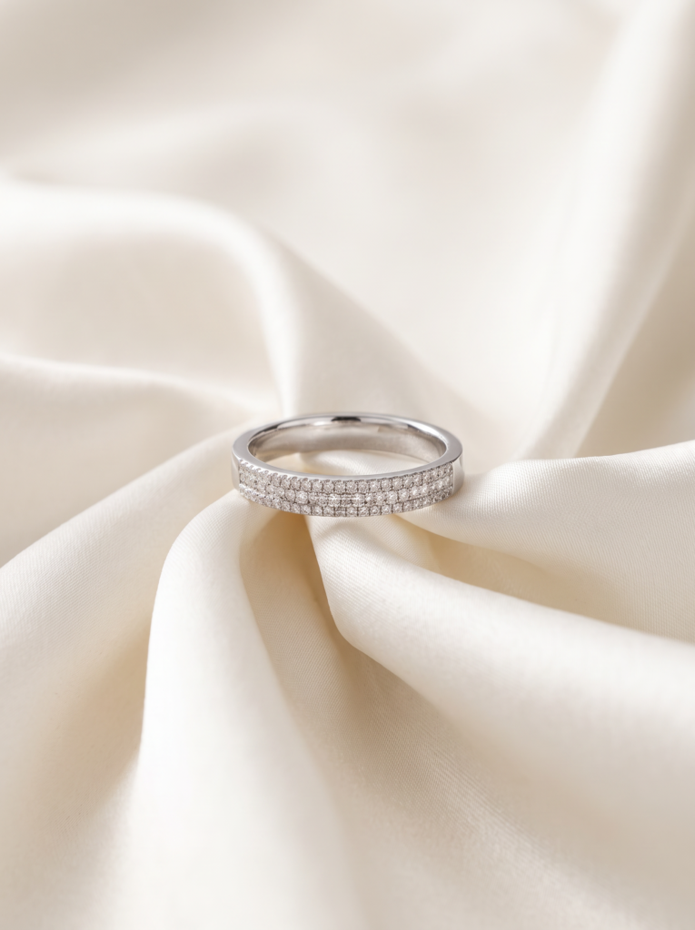 Classic Multi-Row Pavé Diamond Wedding Band