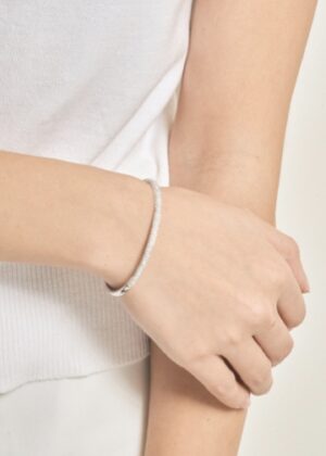 Dainty White Gold Bangle Bracelet